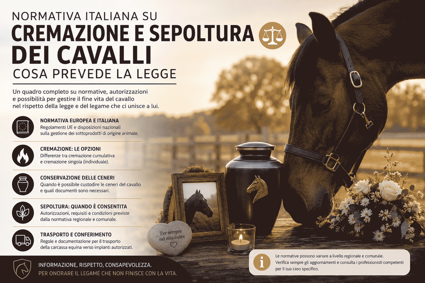 Cremazione e sepoltura dei cavalli: cosa prevede la legge