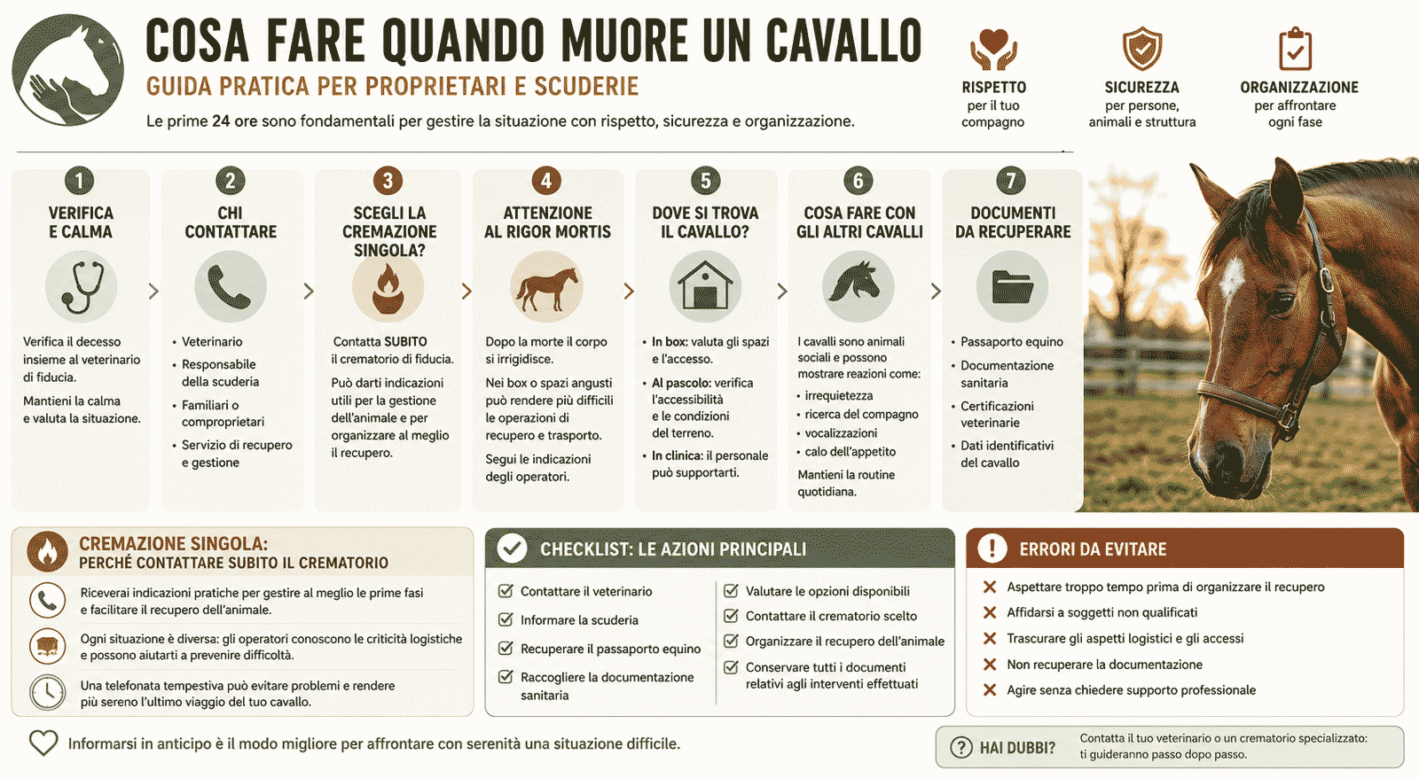 Cosa fare quando muore un cavallo: guida pratica per proprietari e scuderie